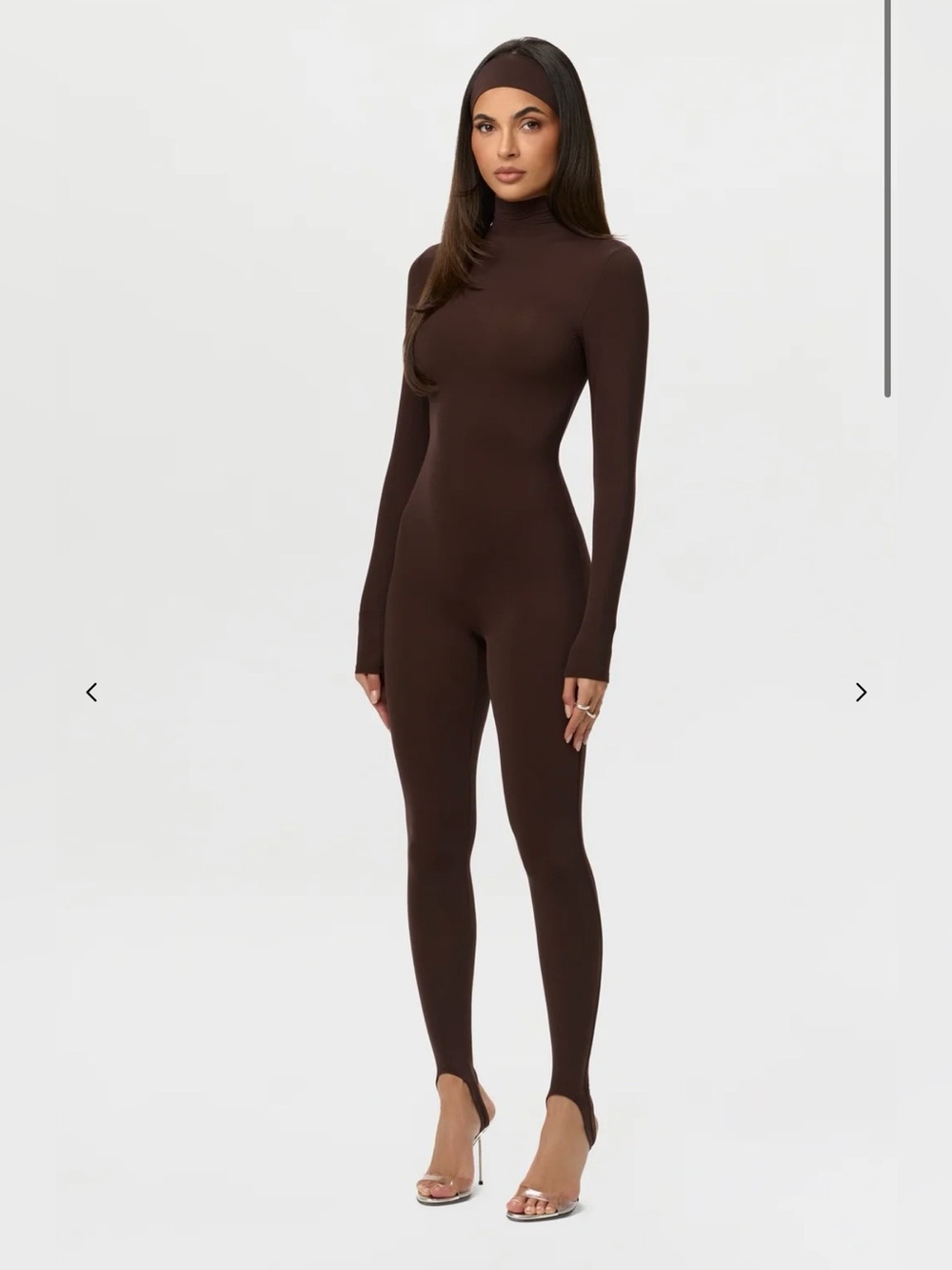 Naked Wardrobe Naked Turtleneck Stirrup Jumpsuit Dark Chocolate